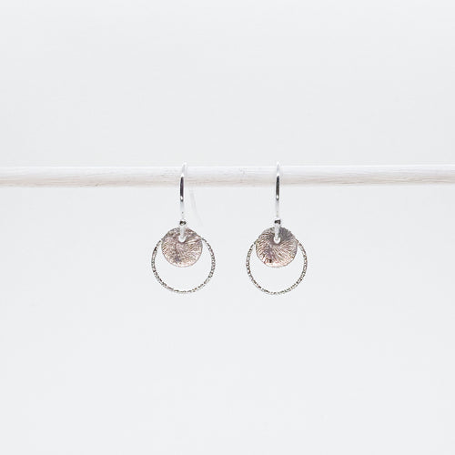 Petite Double Round Silver Earrings