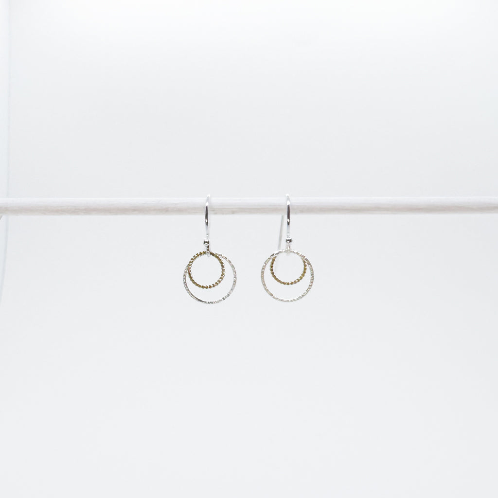 Petite Two-Toned Double Round Earrings