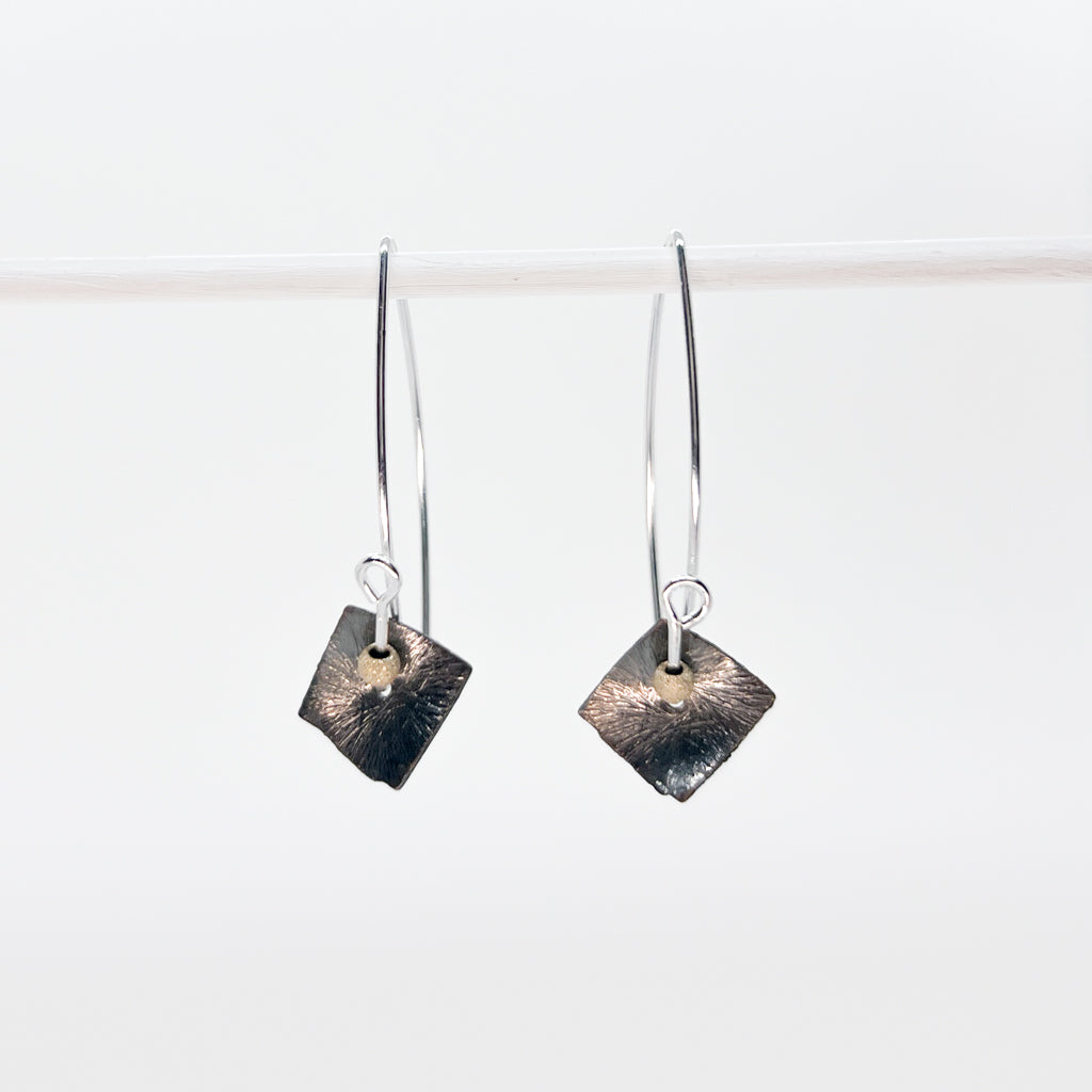 Oxidized Copper Petal Earrings No.1