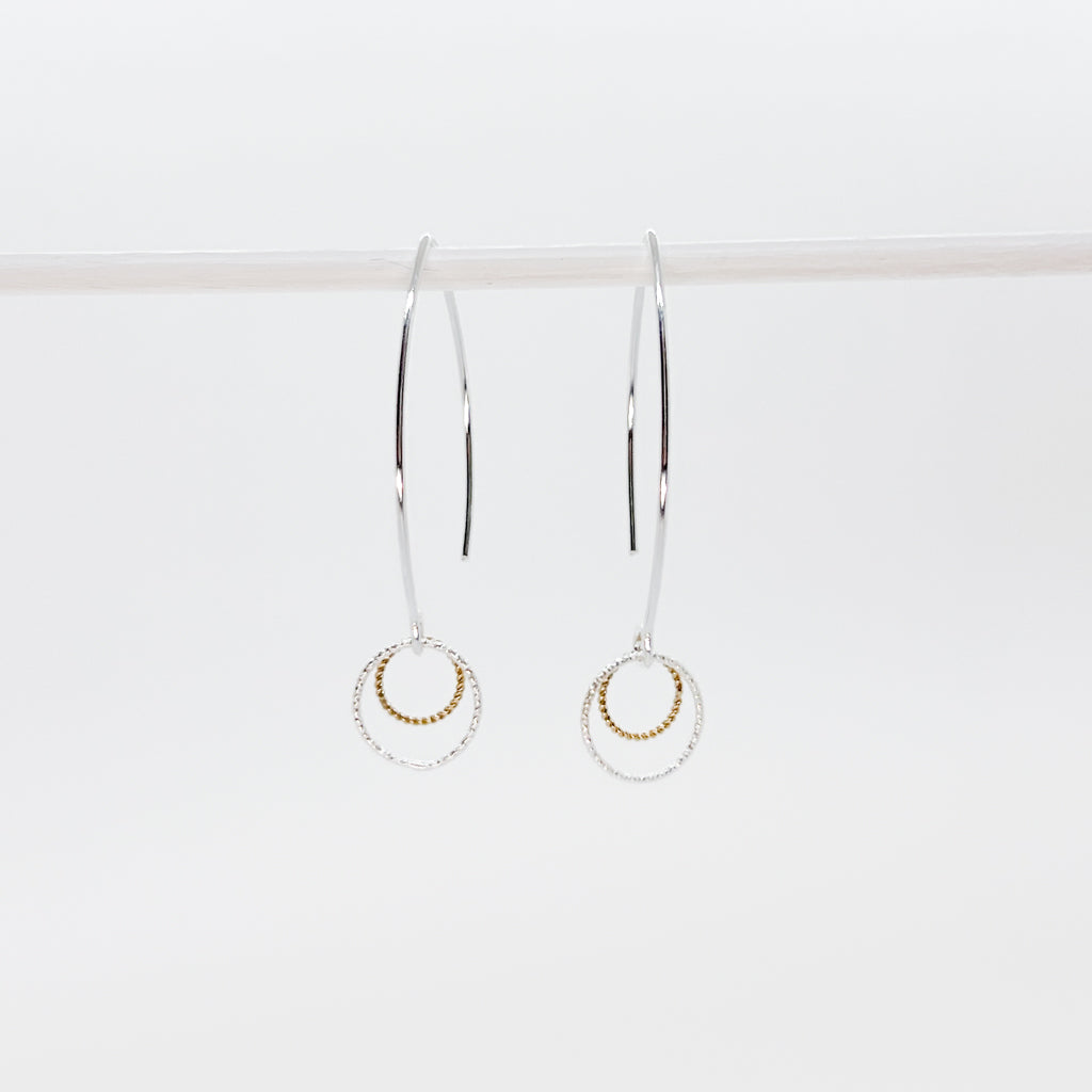 Medium Two-Toned Double Round Earrings