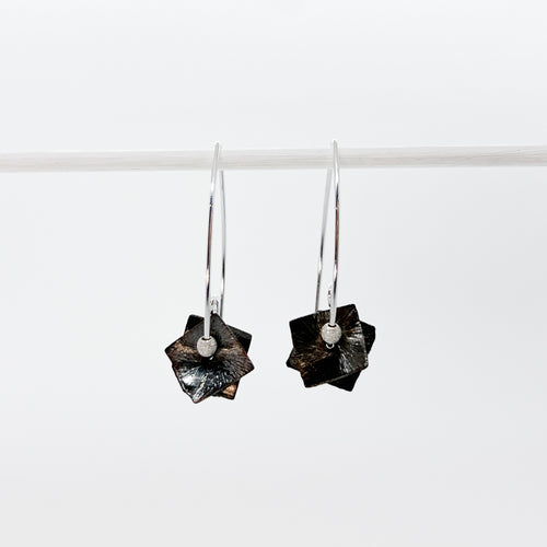 Double Oxidized Copper Petal Earrings