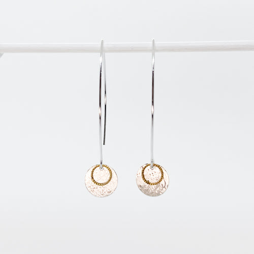 Two-toned Scribble Disc Earrings