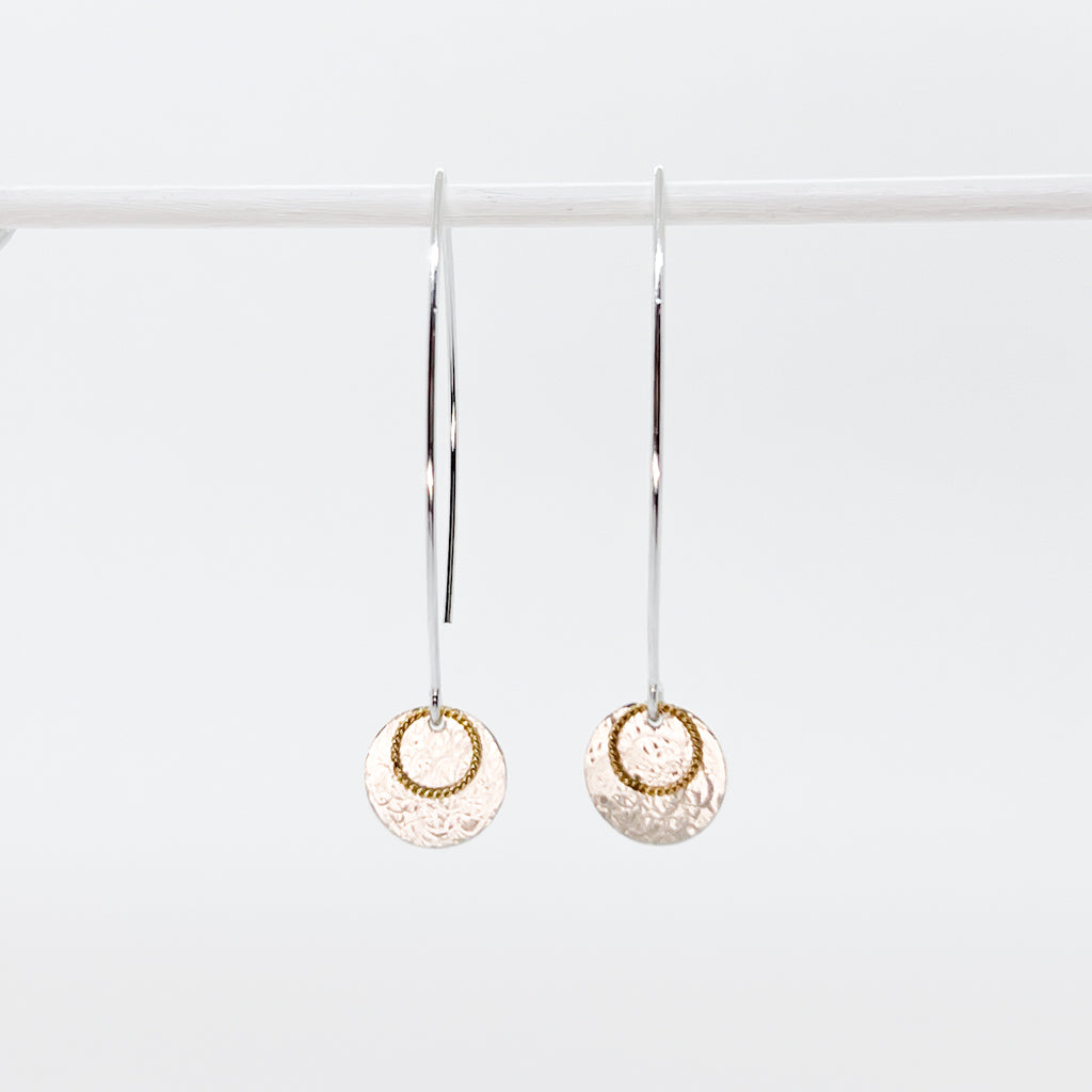 Two-toned Scribble Disc Earrings