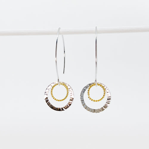 Two-Toned Hammered Dangle Earrings