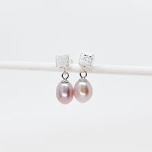 Load image into Gallery viewer, Pink Pearl Cube Studs Earrings