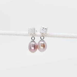 Pink Pearl Cube Studs Earrings