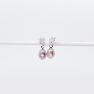 Pink Pearl Cube Studs Earrings