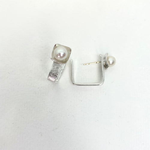 Square on Square Pearl Earrings