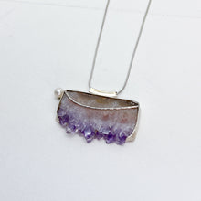 Load image into Gallery viewer, Amethyst and Pearl Balance Slider Necklace