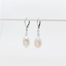 Load image into Gallery viewer, Baroque Pearl and Aquamarine Earrings