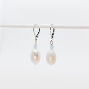 Baroque Pearl and Aquamarine Earrings