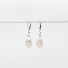 Load image into Gallery viewer, Baroque Pearl and Aquamarine Earrings