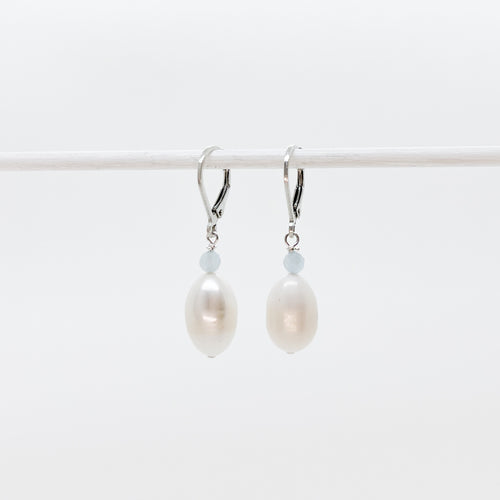 Baroque Pearl and Aquamarine Earrings