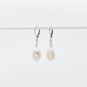 Baroque Pearl and Aquamarine Earrings