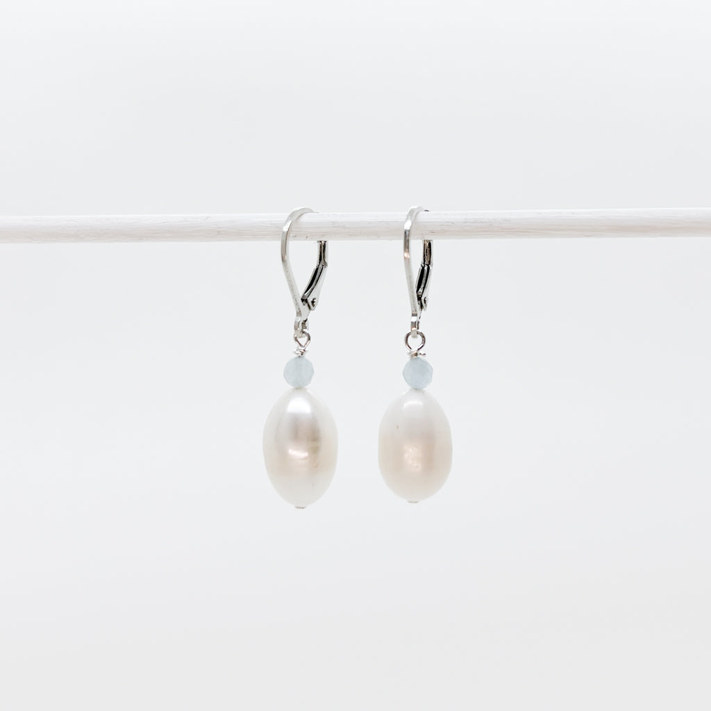 Baroque Pearl and Aquamarine Earrings