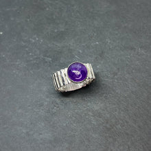 Load image into Gallery viewer, Bezel-Set Amethyst Hammered Square Ring