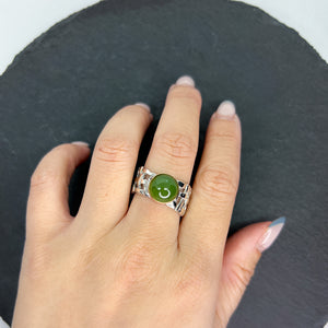 Bezel-Set Jade Wide Woven Ring