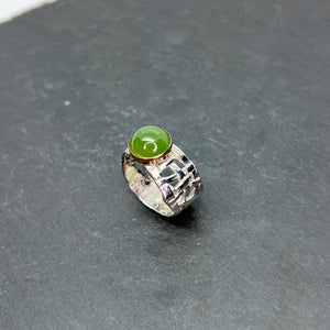 Bezel-Set Jade Wide Woven Ring