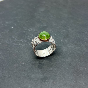 Bezel-Set Jade Wide Woven Ring