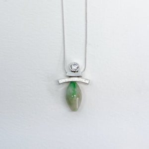 Chinese Jade & CZ Balance Slider Necklace