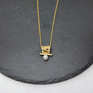 Vermeil Gold and Pearl Woven Slider Necklace