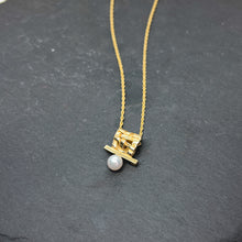 Load image into Gallery viewer, Vermeil Gold and Pearl Woven Slider Necklace