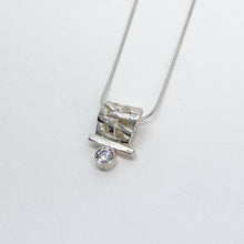 Load image into Gallery viewer, White CZ Woven Basket Slider Necklace