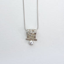 Load image into Gallery viewer, White CZ Woven Basket Slider Necklace