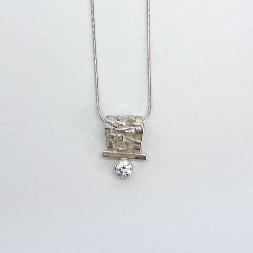 White CZ Woven Basket Slider Necklace